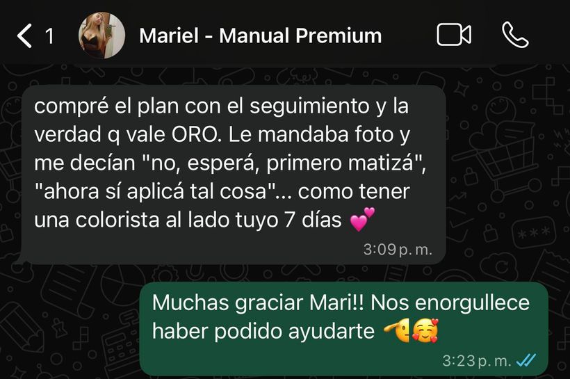 Mensaje real de WhatsApp de Mariel